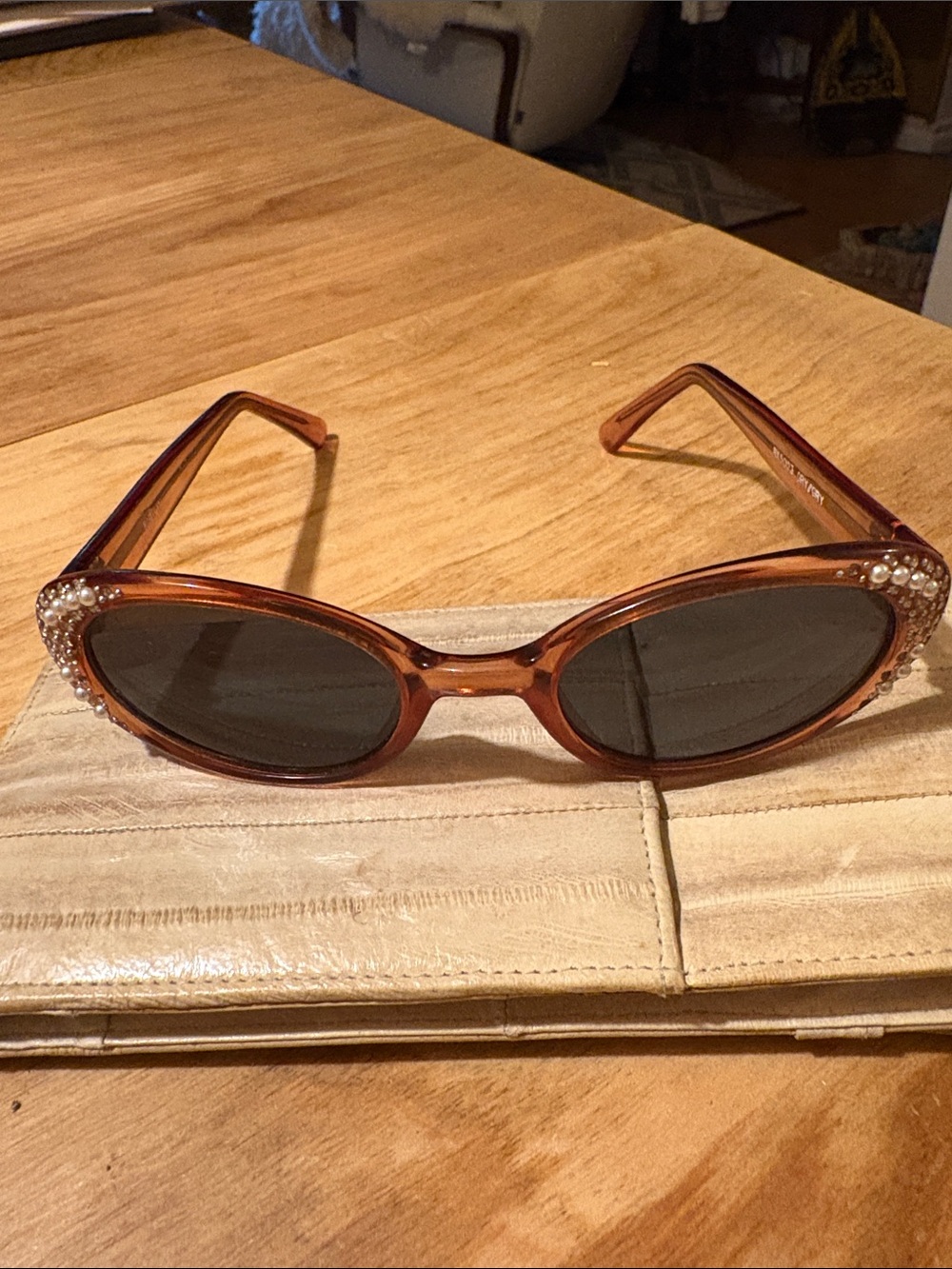 Brown Rhinestone Cat-Eye Sunglasses for Women - Glam Accent